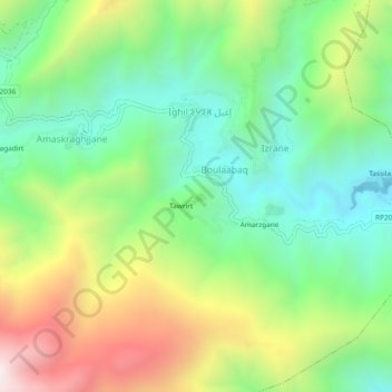 Mapa topográfico Anag, altitud, relieve