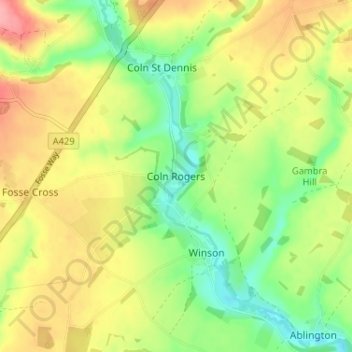 Mapa topográfico Coln Rogers, altitud, relieve