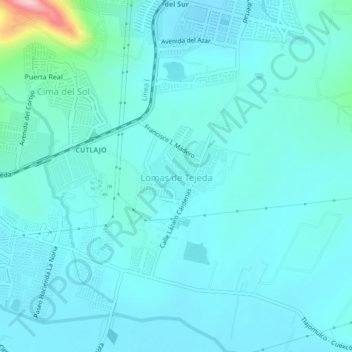 Mapa topográfico Lomas de Tejeda, altitud, relieve