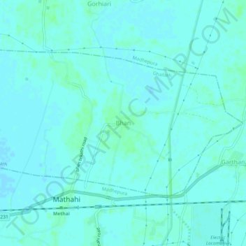 Mapa topográfico Bhan, altitud, relieve