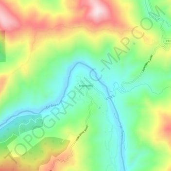 Mapa topográfico Alderpoint, altitud, relieve