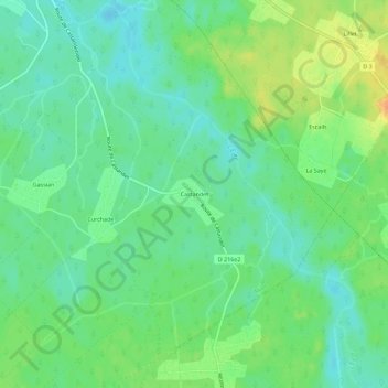 Mapa topográfico Castandet, altitud, relieve