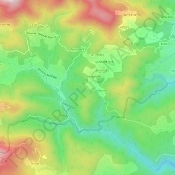 Mapa topográfico Charon, altitud, relieve