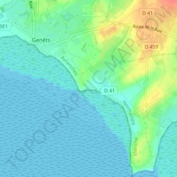 Mapa topográfico Les Porteaux, altitud, relieve