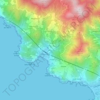 Mapa topográfico Serra, altitud, relieve