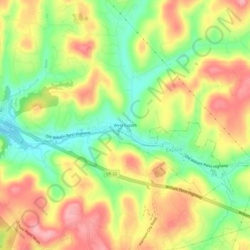 Mapa topográfico West Export, altitud, relieve