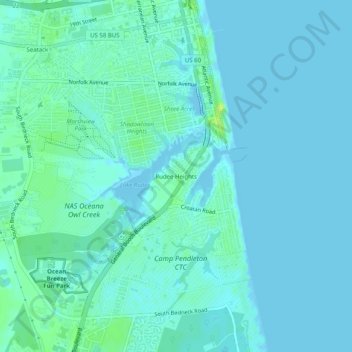 Mapa topográfico Rudee Heights, altitud, relieve