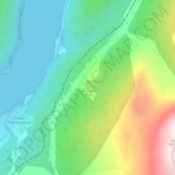 Mapa topográfico Tom Buidhe, altitud, relieve