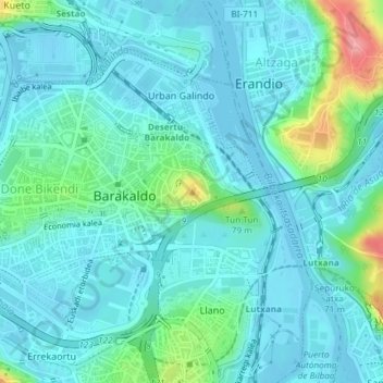 Mapa topográfico Rontegi, altitud, relieve