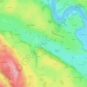 Mapa topográfico Gansmühle, altitud, relieve