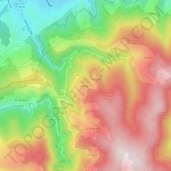 Mapa topográfico Le Breuil, altitud, relieve