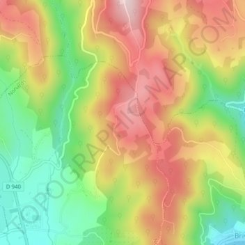 Mapa topográfico Rabiat, altitud, relieve