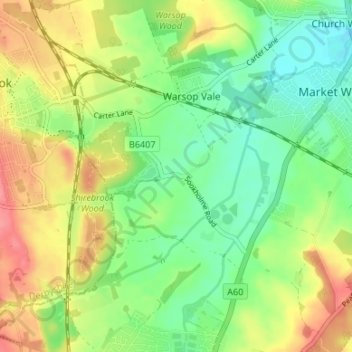 Mapa topográfico Sookholme, altitud, relieve