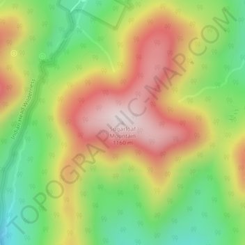 Mapa topográfico Sugarloaf Mountain, altitud, relieve