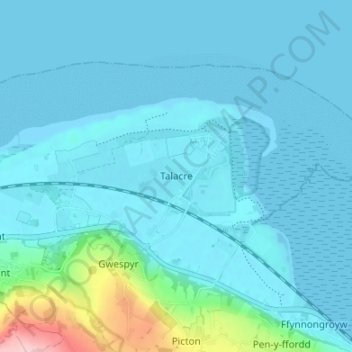 Mapa topográfico Talacre, altitud, relieve