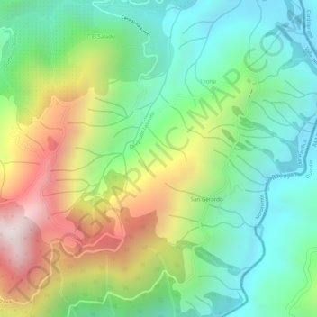 Mapa topográfico Valle Del Cauca, altitud, relieve