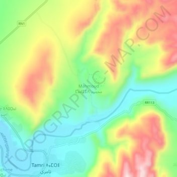 Mapa topográfico Mahmoud, altitud, relieve