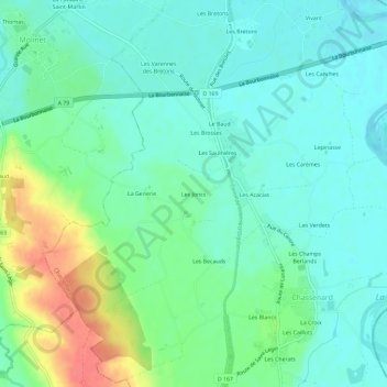 Mapa topográfico Les Joncs, altitud, relieve