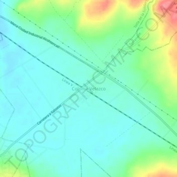 Mapa topográfico Colonia Velazco, altitud, relieve