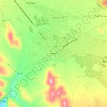 Mapa topográfico Convento, altitud, relieve