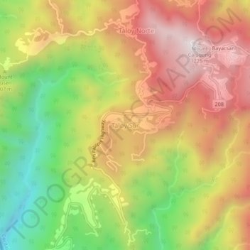 Mapa topográfico Taloy Sur, altitud, relieve