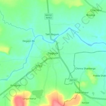 Mapa topográfico Degloor, altitud, relieve