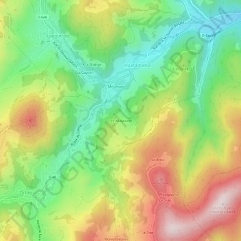 Mapa topográfico Les Allagoutes, altitud, relieve