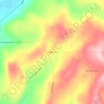 Mapa topográfico Pleasant Hill, altitud, relieve