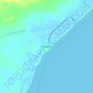Mapa topográfico Potrerito, altitud, relieve