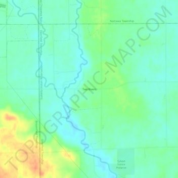 Mapa topográfico Two Rivers, altitud, relieve