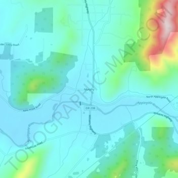 Mapa topográfico Murphy, altitud, relieve