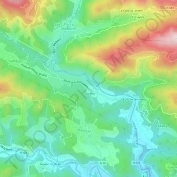 Mapa topográfico Le Plot, altitud, relieve