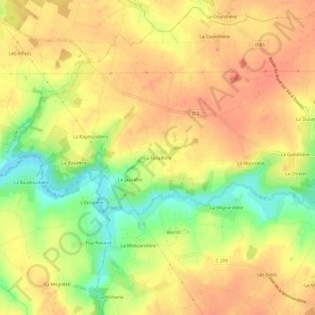 Mapa topográfico La Tenaillère, altitud, relieve