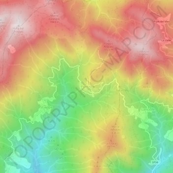 Mapa topográfico Pontito, altitud, relieve