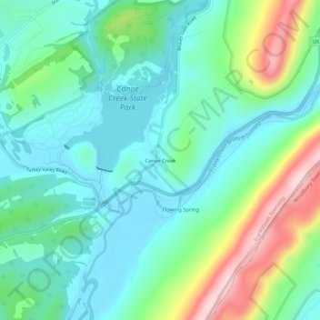 Mapa topográfico Canoe Creek, altitud, relieve