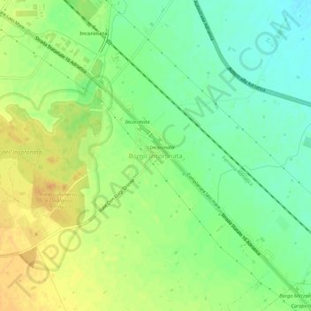 Mapa topográfico Borgo Incoronata, altitud, relieve