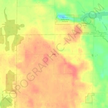 Mapa topográfico Leer, altitud, relieve