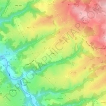 Mapa topográfico Faye, altitud, relieve
