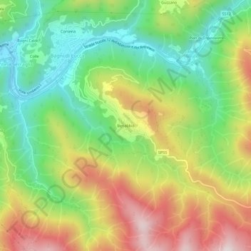 Mapa topográfico Benabbio, altitud, relieve