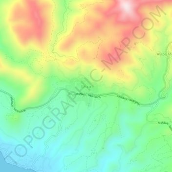 Mapa topográfico Elika, altitud, relieve