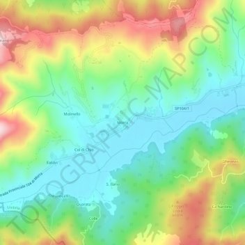 Mapa topográfico Morra, altitud, relieve
