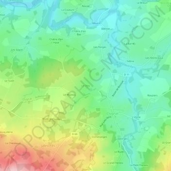 Mapa topográfico Le Clou, altitud, relieve