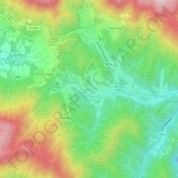 Mapa topográfico Bardalone, altitud, relieve