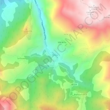 Mapa topográfico Páramo, altitud, relieve