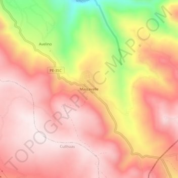 Mapa topográfico Marcavalle, altitud, relieve