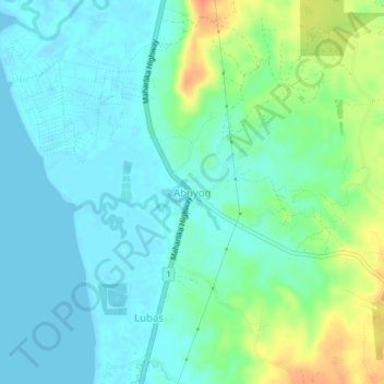 Mapa topográfico Abuyog, altitud, relieve