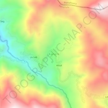 Mapa topográfico Kañaris, altitud, relieve