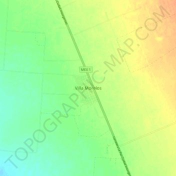 Mapa topográfico Villa Morelos, altitud, relieve