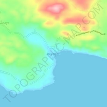 Mapa topográfico Baganian, altitud, relieve