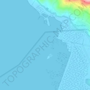 Mapa topográfico Sagiada Bay, altitud, relieve